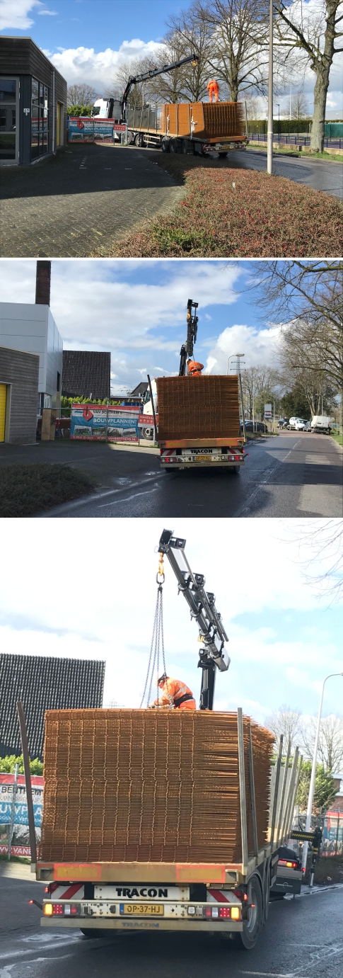 Holterman Wapeningsstaal BV Lost bouwstaalnetten voor de beton vloer nieuwe bedrijfshal VST 09 03 2020