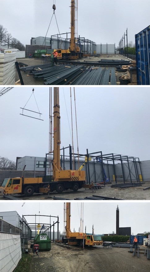 VST Kienhuis bezig met staalconstructie nieuwe bedrijfshal 22 01 2020