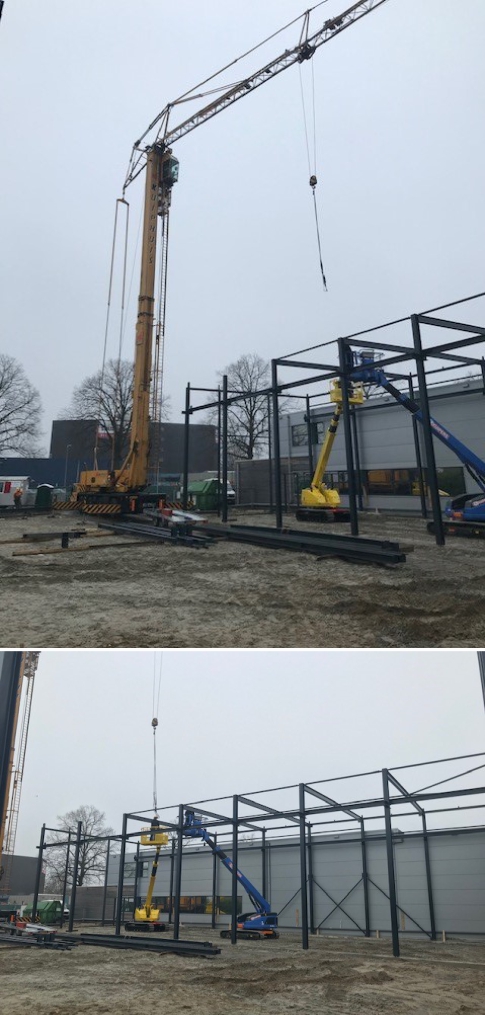 VST Kienhuis bezig met staalconstructie nieuwe bedrijfshal 22 01 2020 2