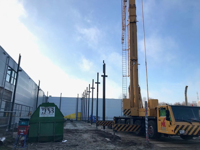 VST Kraan voor plaatsen Stalen constructie nieuwe bedrijfshal 21 01 2020 18