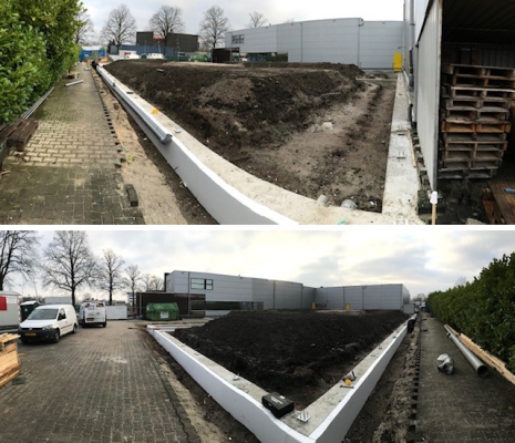VST Uitbreiding bedrijfspand BVT bezig met aanbrengen hemelwaterafvoer aan de fundering 2